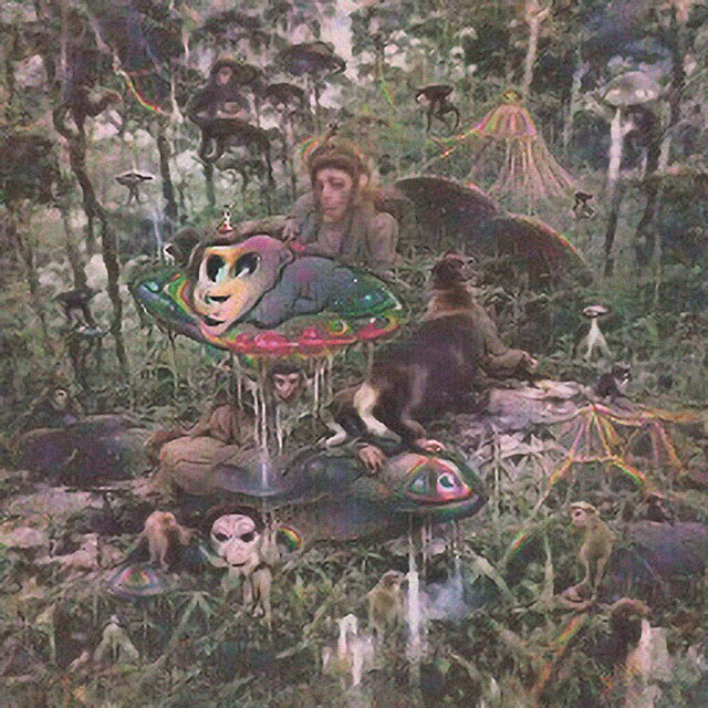 Обезьяна на психоделиках сидит на НЛО