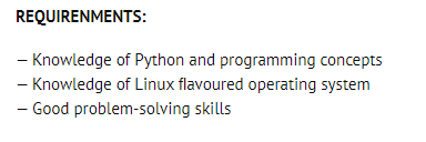 Скриншот вакансии Python-разработчика / DOU