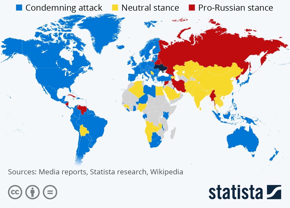 Какие страны осудили нападение России на Украину