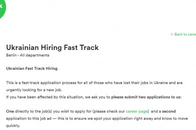 Вот так может выглядеть страница с fast-track hiring «вакансией» / Taxfix
